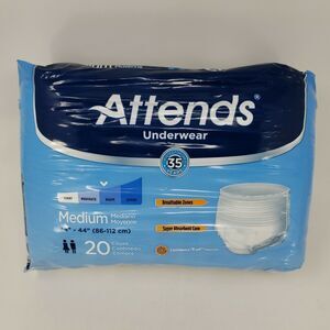 Attends Underwear Medium Men Woman Unisex 20 Count Package 34"-44" Sealed NEW